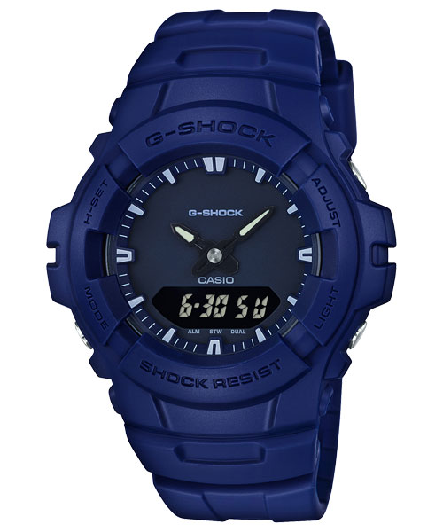 CASIO G SHOCK簡約點綴造型設計腕錶藍G-100CU-2ADR47mm