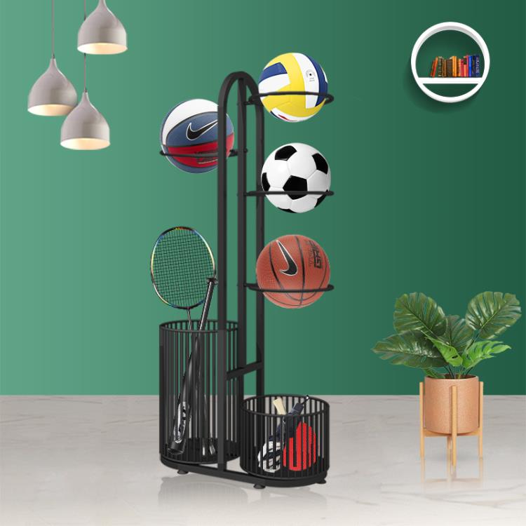 籃球收納架 籃球收納架創意家用置球架幼兒園足球乒乓羽毛球拍運動器材收納筐 米家家居