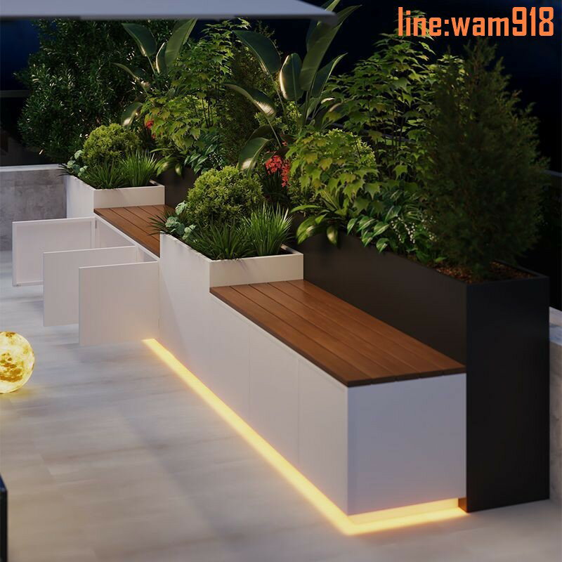 【店長推薦】戶外庭院露臺收納櫃懸浮花箱座椅組合廣場商業街休閑長椅花槽定製