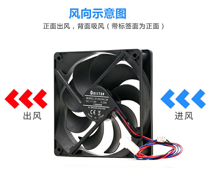 ll雙滾珠耐用靜音可調速12CM電腦主機機箱散熱風扇 12V電源散熱【Snowbelle優選】