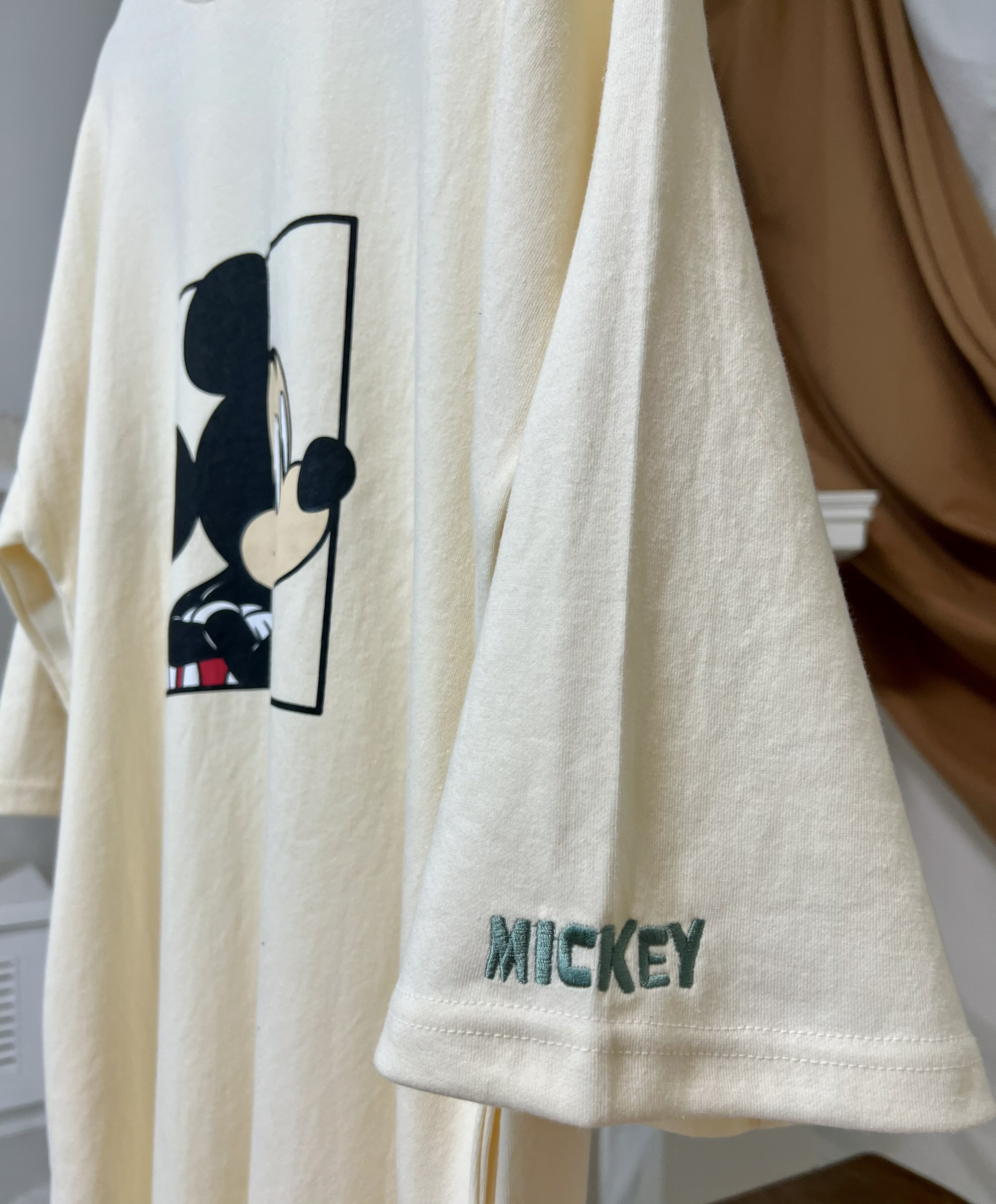 【正韓】長版連身裙迪士尼圖案印花右手刺繡 米奇／唐老鴨／黛西 (米藍橘) 6