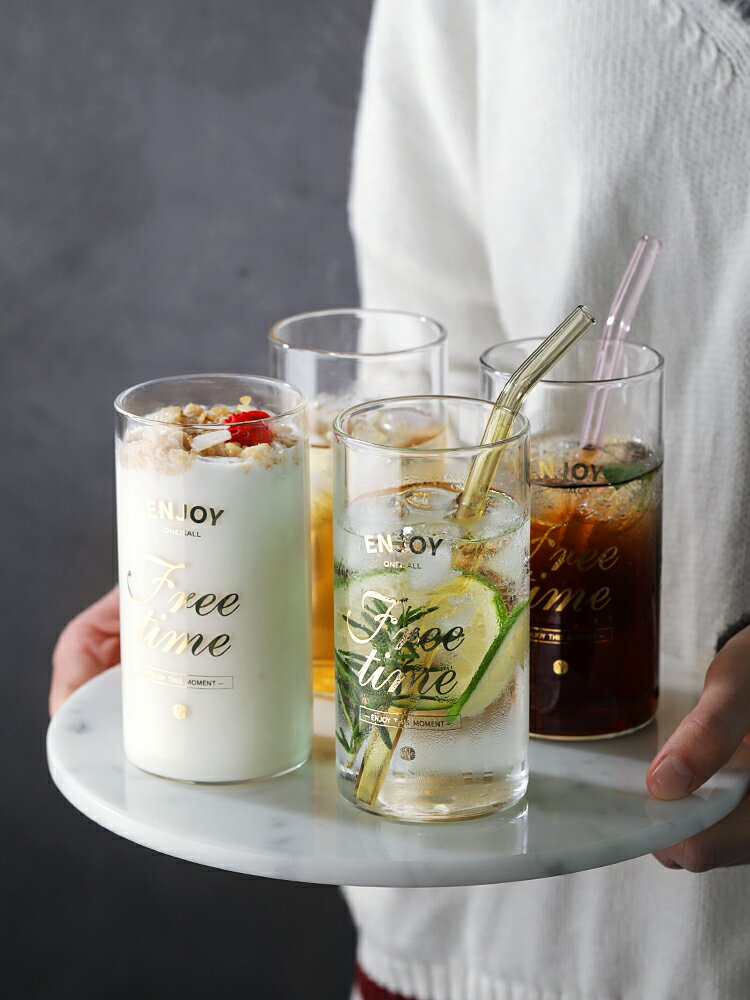 歐式簡約加厚透明玻璃杯客廳餐廳家用杯子套裝早餐防燙牛奶果汁杯