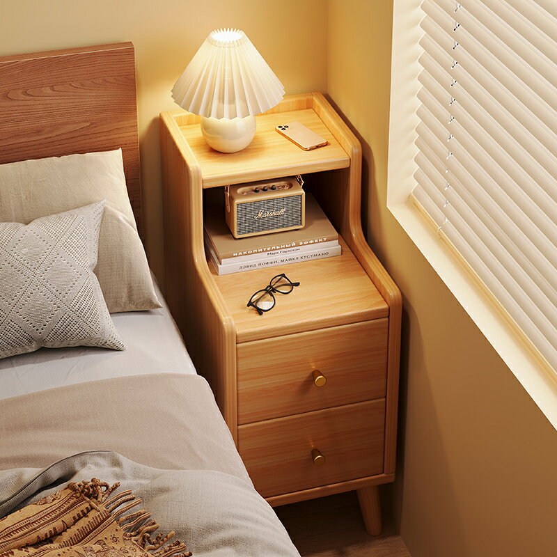 床頭柜簡約現代臥室家用超窄實木色夾縫床邊置物架小型收納柜子