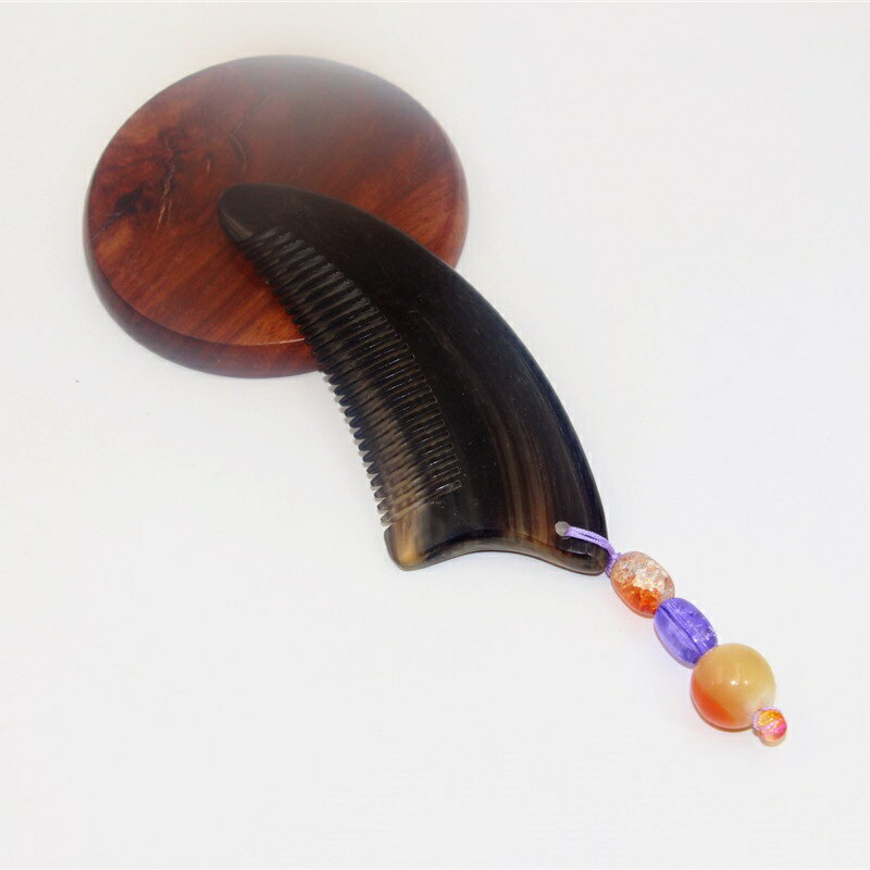 西藏正宗天然牦牛角梳子防靜電特色化妝梳家用護理按摩刮痧板男女 2