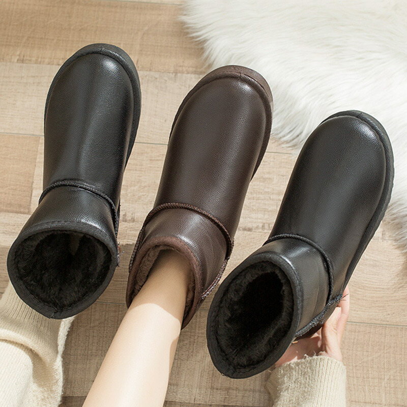 雪地靴女冬季短筒厚底新款時尚加絨加厚東北防水防滑保暖棉鞋