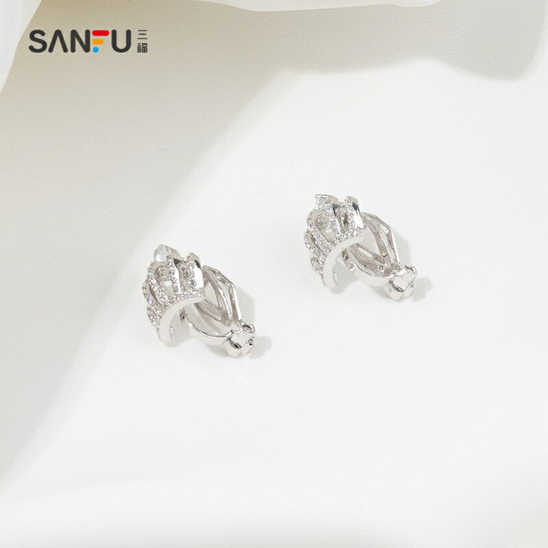 SANFU耳環清新皇冠/愛心D鋯石799638