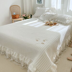 全棉色織水洗棉床蓋三件套純棉加厚絎縫塌塌米床單多功能床蓋單件