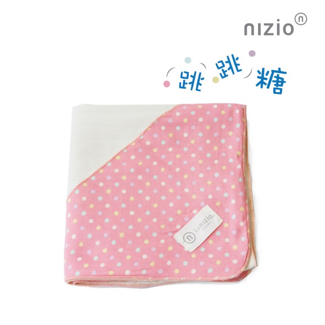 【Nizio 】跳跳糖嬰兒四層紗浴包巾(日本印花雙層紗巾＋四層無染紗)