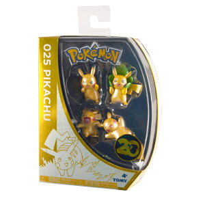 [9美國直購] Pokemon 皮卡丘 T18725 20th Anniversary Special Edition Pikachu Mini Figures (Pack of 4)