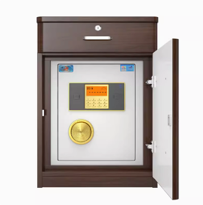 胡桃色保險箱家用床頭櫃指紋款 電子密碼款智能保險櫃 防盜小型隱形保管櫃60.5cm