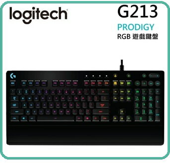 <br/><br/>  Logitech 羅技 G213 Prodigy RGB遊戲鍵盤 防潑濺 一體式掌墊 調整型腳架 多媒體按鍵<br/><br/>