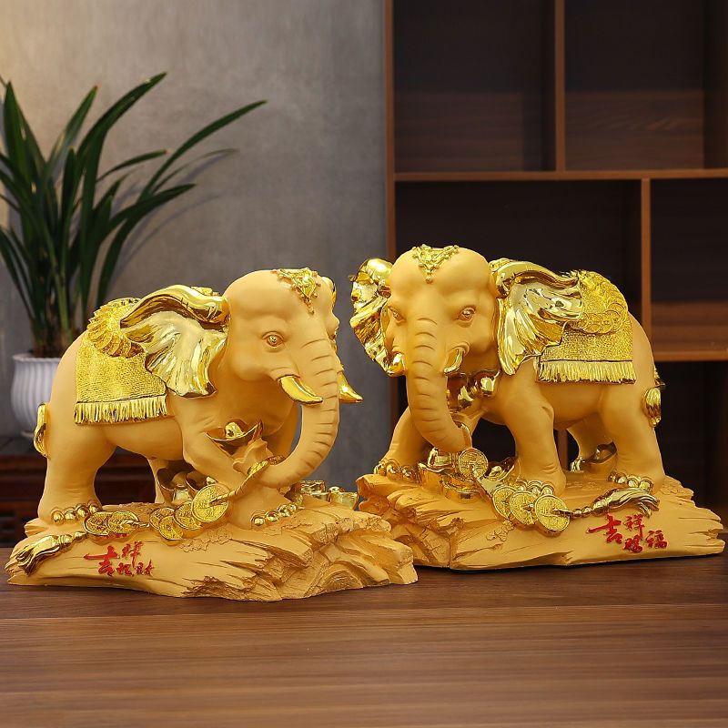 【最低價】【公司貨】大象擺件招財風水象一對鎮宅客廳酒柜電視柜辦公室桌面工藝裝飾品