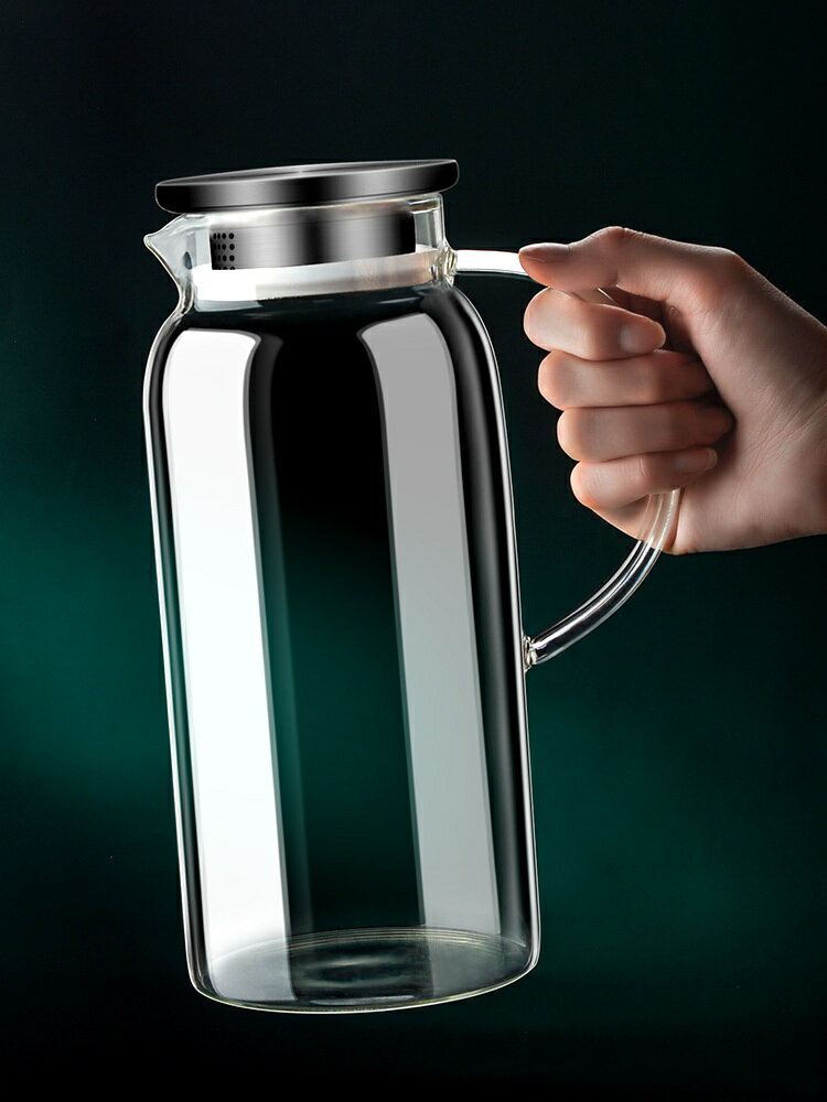 耐高溫玻璃涼水壺家用開水壺大容量耐熱防摔冷水壺水瓶扎壺泡茶壺/水壺/茶壺/涼水壺/冷水壺/飲料壺/冷飲壺