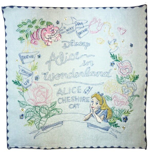 大賀屋 日貨 愛麗絲 手帕 刺繡 方巾 擦手巾 小毛巾 Alice 迪士尼 Disney 正版授權 J00015600