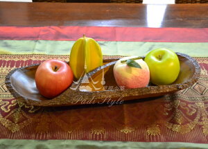 復古木質特殊干果水果盤托盤創意簡約客 餐廳客棧酒店果盤泰國