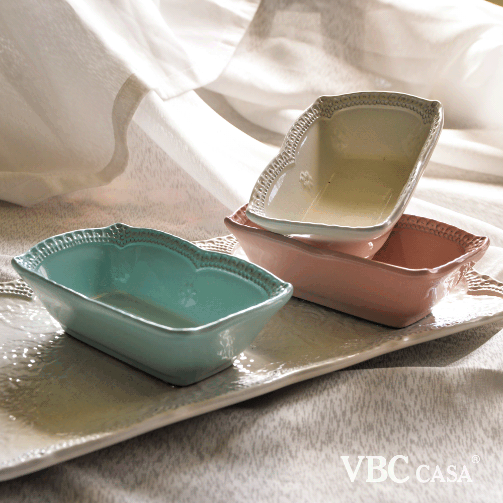 義大利 VBC casa-杯子+盤子獨享4件組 浮雕蕾絲系列 / 雅致午後