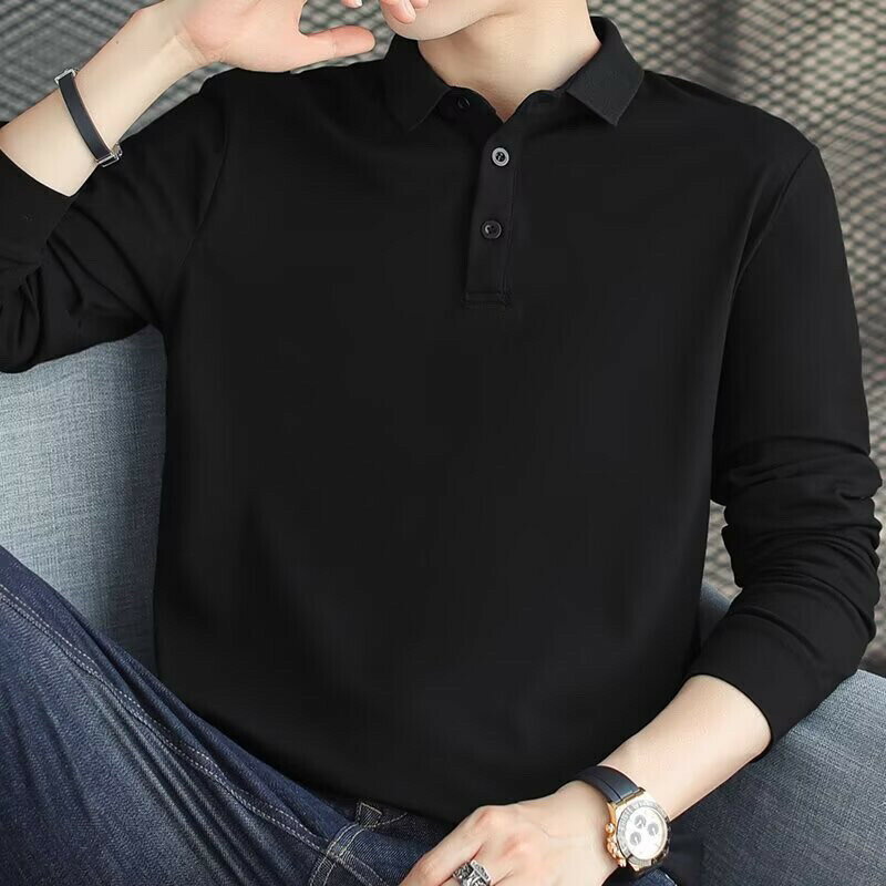 【秋季新品】M-4XL大碼男裝 加絨衛衣 男士Polo衫長袖保羅翻領T恤男帶領純色秋冬季休閒商務內搭打底衫