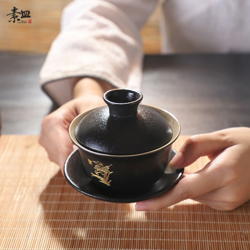 功夫茶具茶碗蓋碗陶瓷大號單個三才蓋碗茶道茶碗茶具茶杯茶具配件