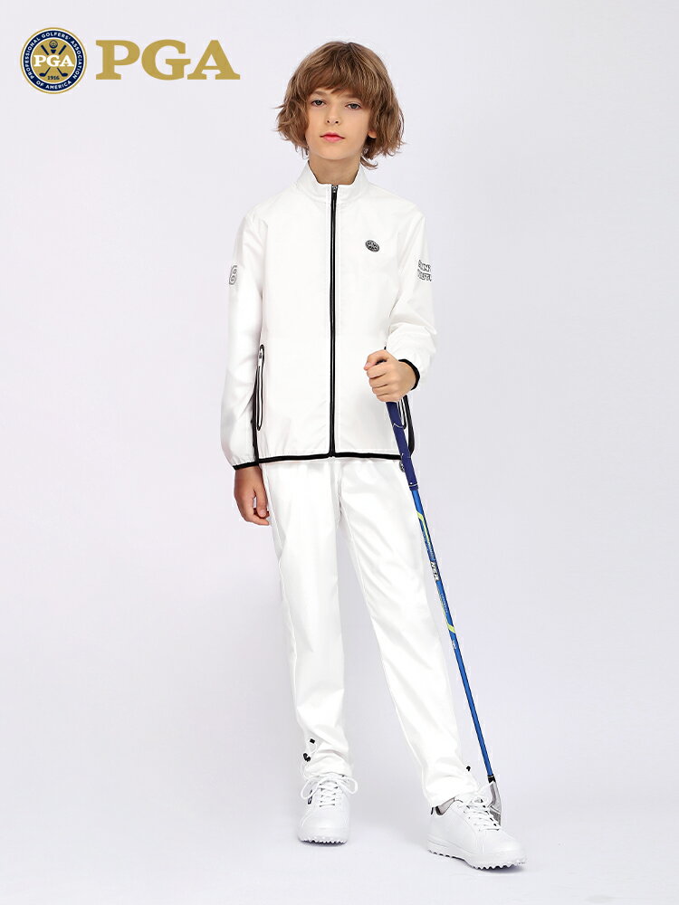 美國PGA青少年高爾夫衣服男童拉鏈立領外套時尚防風褲子外套服裝