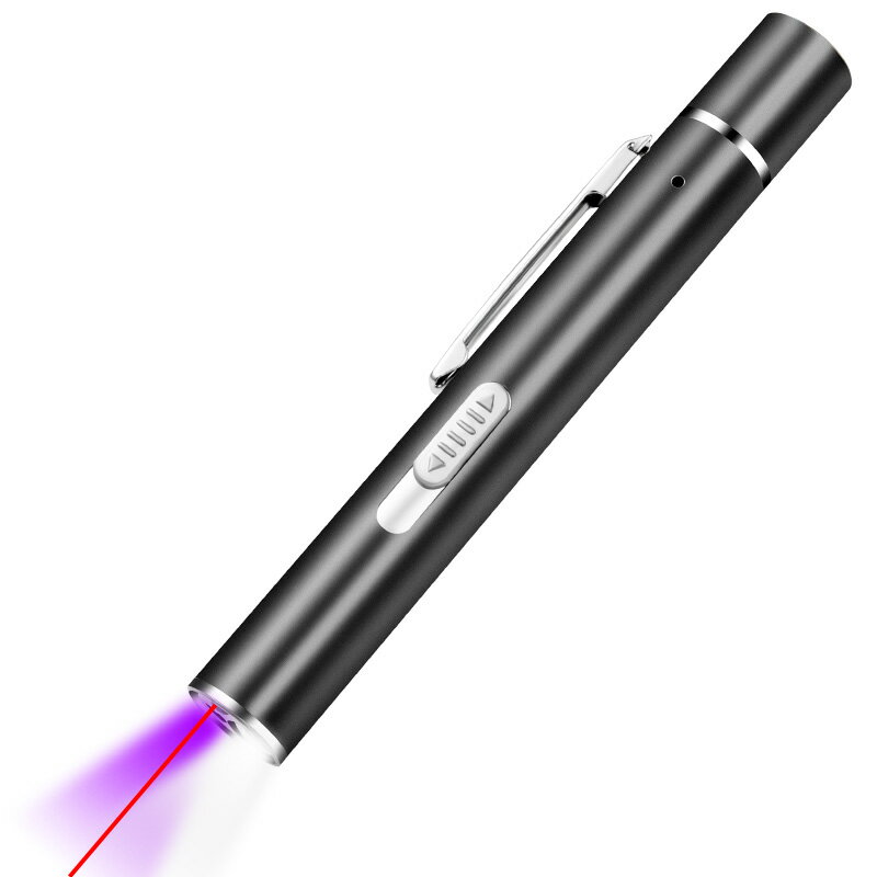 多功能USB充電驗鈔機筆燈激光紅外線照明紫外線便攜照錢器手電筒