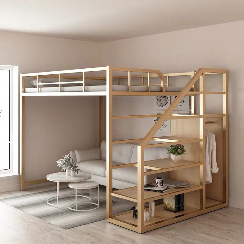 【免運】 美雅閣| 公寓小戶型復式上鋪雙層多功能鐵藝床高低床吊床省空間高架床