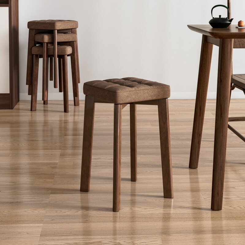 APP下單享點數9% 客廳板凳可疊放餐桌凳子現代簡約木椅子實木軟包餐椅家用凳子書桌