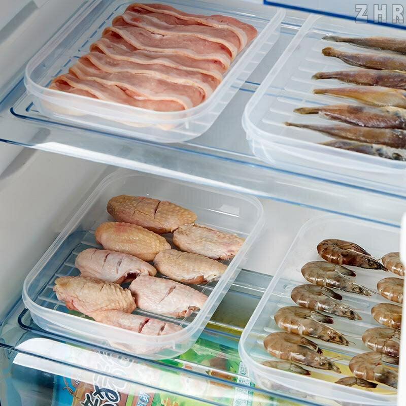 全新 【餐廚】冷鮮生鮮保鮮收納盒 廚房冰箱保鮮盒 長方形 帶蓋 透明食品分類密封盒