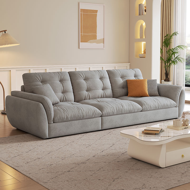 奶油風貓爪布乳膠沙發意式輕奢科技布沙發客廳小戶型三人位網紅款