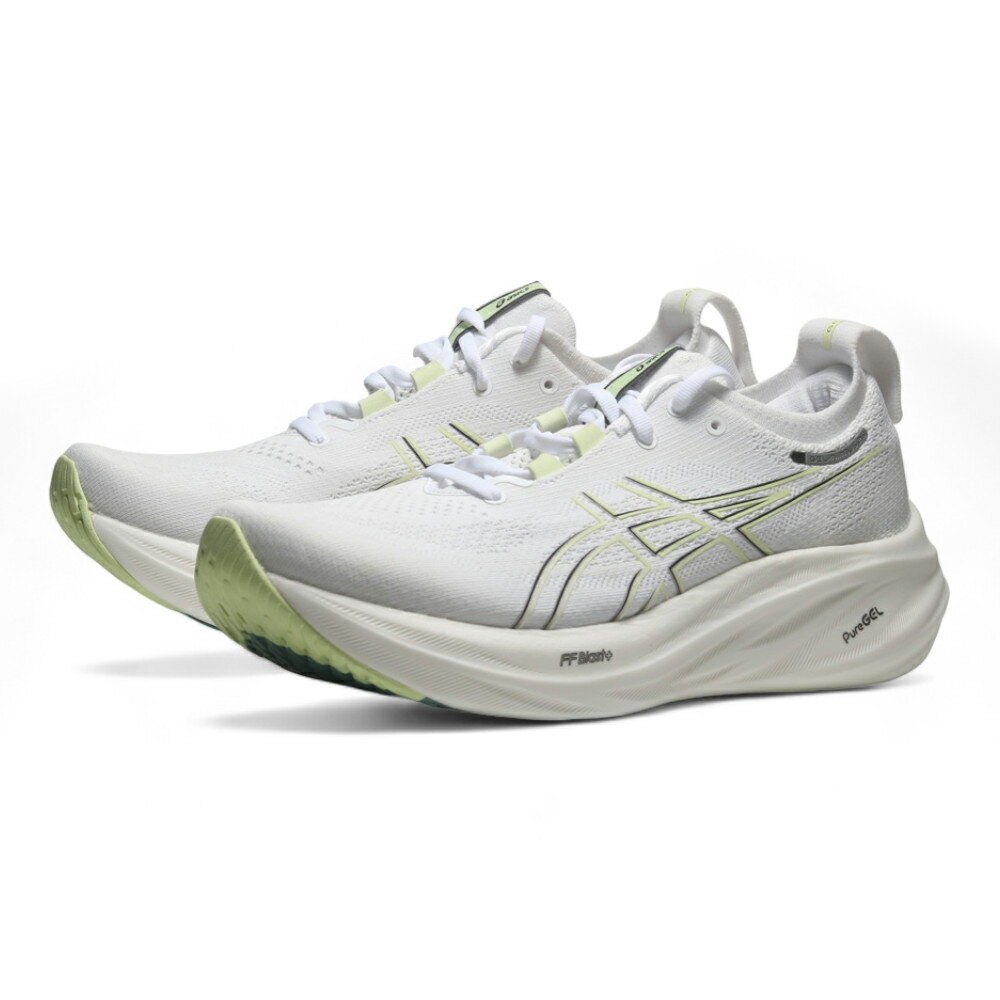 【滿千折百】ASICS 慢跑鞋 GEL-NIMBUS 26 米白綠 彈力 頂級跑鞋 男 1011B794102