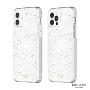 強強滾p-Kate Spade iPhone 12/12 Pro6.1吋Clover Hearts愛心/幸運草+白色鑲鑽