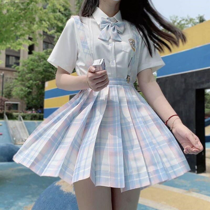 JK制服格裙百褶裙子女日系學院派校服短裙jk格裙套裝夏裝半身裙