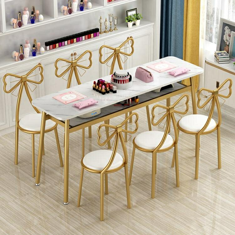 美甲桌 簡約美甲桌椅套裝經濟型單人雙人美甲台網紅美甲桌子小型AQ 618購物節