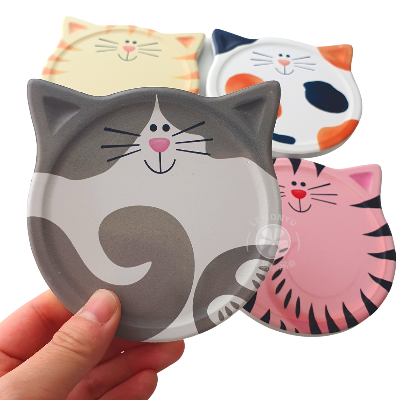 貓咪吸水杯墊 陶瓷杯墊 貓臉蛋杯墊