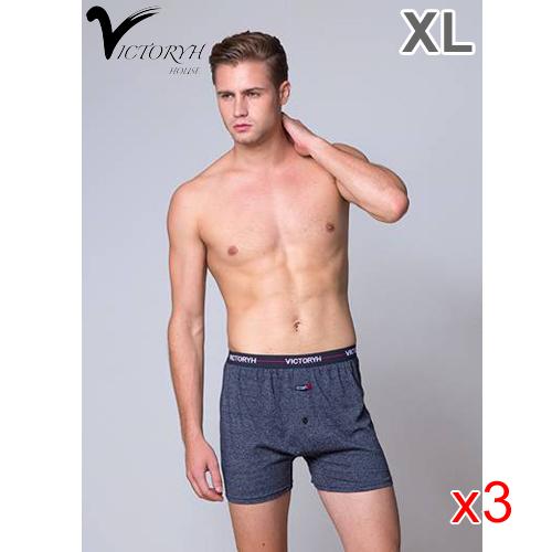 【3件超值組】VICTORYH 雙色紗針織平口男內褲(XL)【愛買】