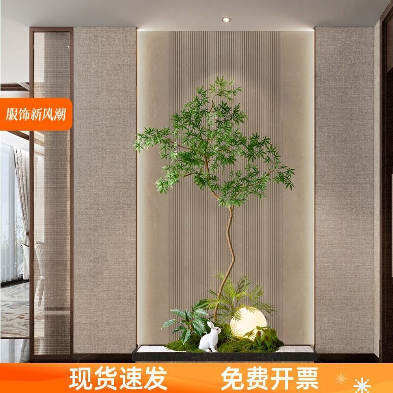 模擬綠植植物盆景擺件客廳玄關電視櫃裝飾老樁盆栽室內景觀造景