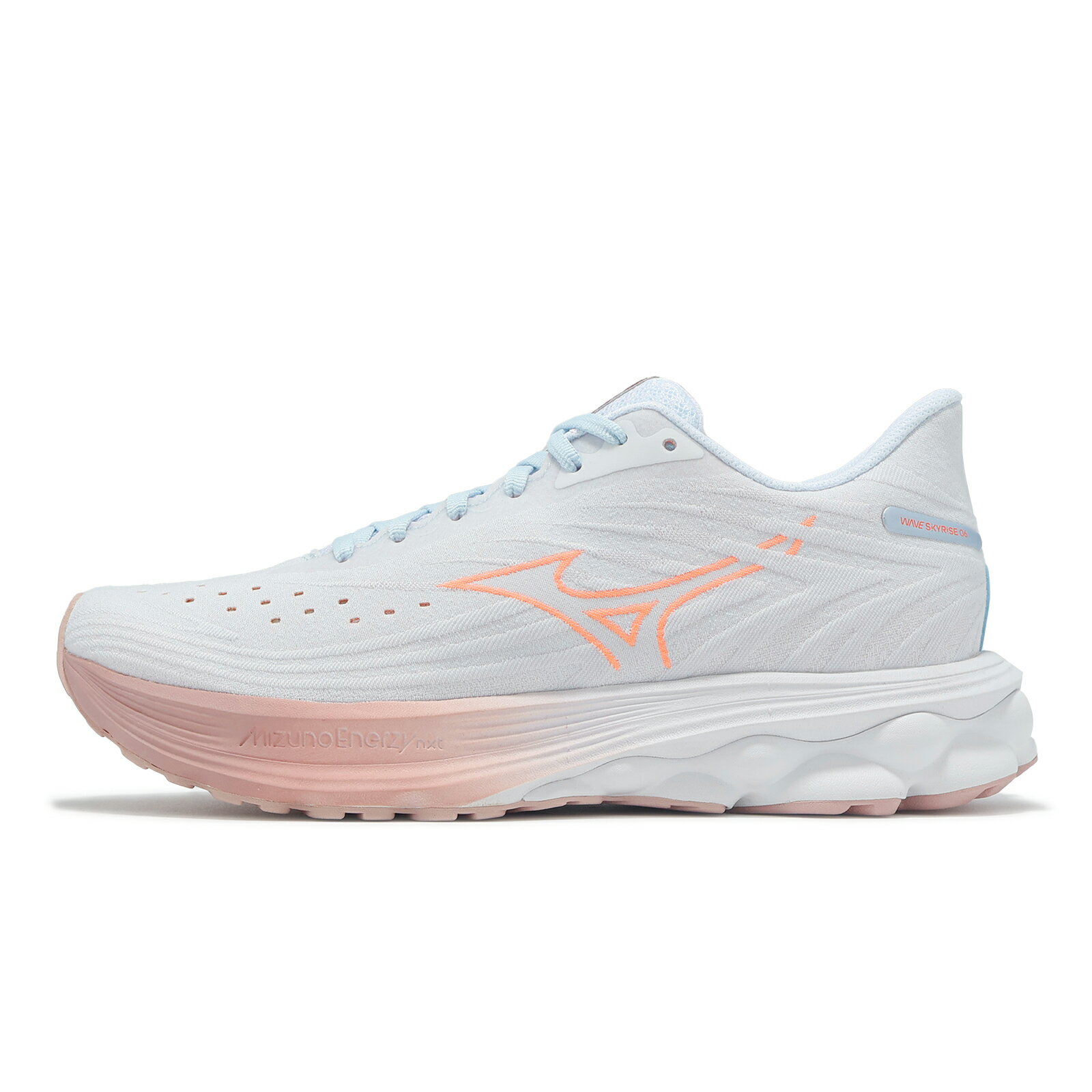 Mizuno 美津濃 慢跑鞋 Wave Skyrise 6 女鞋 白 粉紅 高回彈 緩衝 運動鞋 美津濃