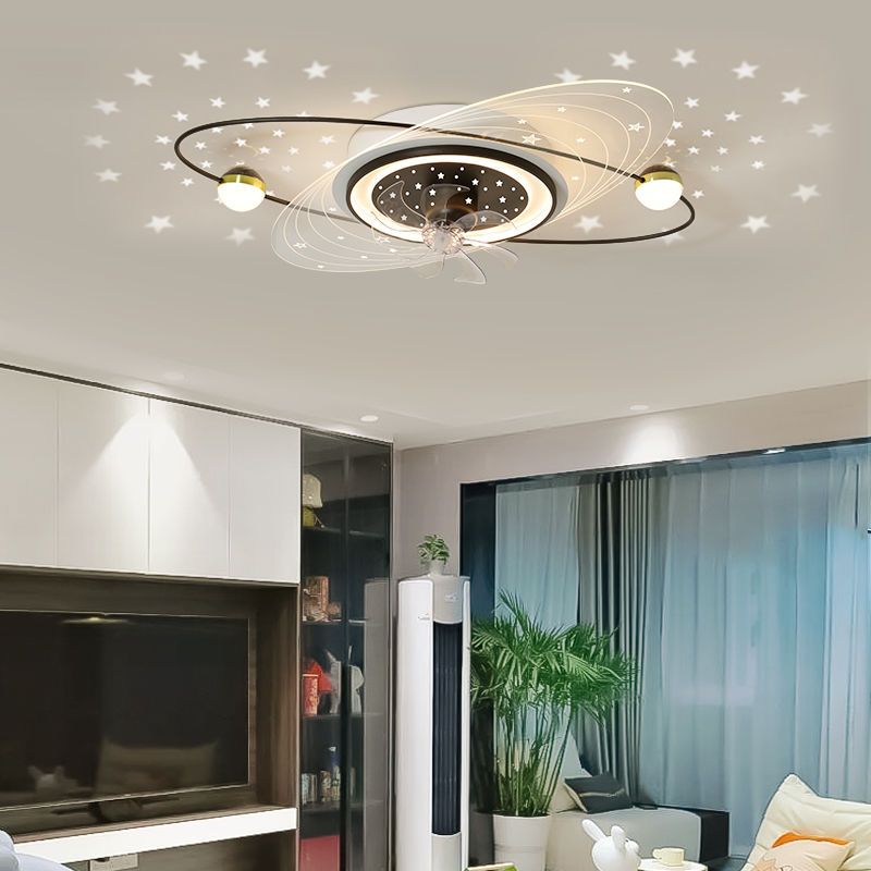 客廳風扇吸頂燈簡約現代2022年新款可搖頭電扇餐廳主臥室家用燈具