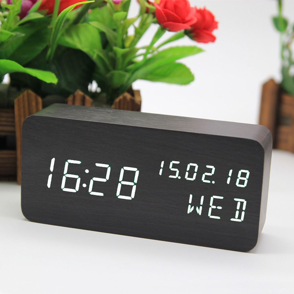 【7.2北歐木質木紋鬧鐘時鐘電子鐘靜音夜光創意簡約學生多功能復古臺鐘【北歐家居生活】