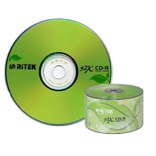 【RiTEK錸德】 52X CD-R 裸裝 700MB 環保葉版 50片/組