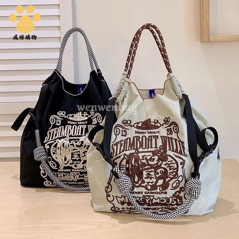 免運 
ball chain環保袋 圓圓高同款包 米奇刺繡尼龍帆布包 購物袋 斜挎女包 【WS10201】