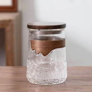 日式錘紋玻璃泡茶杯耐熱木套防燙茶水分離辦公水杯子帶蓋定制LOGO