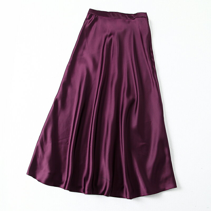 1010-03 輕熟氣質緞面半身裙 優雅側拉鏈高腰顯瘦中長款魚尾裙1入