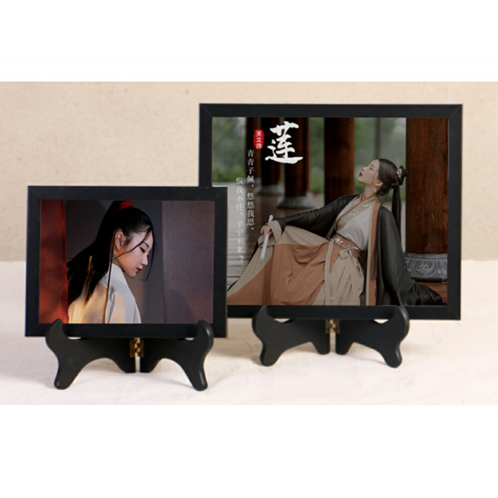 中式簡約圓形木質擺件 掛墻復古兒童擺臺相框畫框桌擺7 8 10 12寸 3