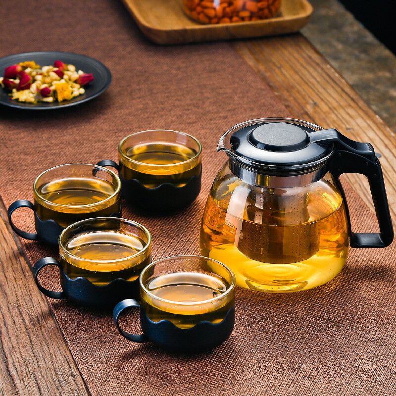 楓林宜居 耐熱玻璃泡茶壺過濾水壺功夫養生壺紅茶茶具套裝家用茶吧機專通用