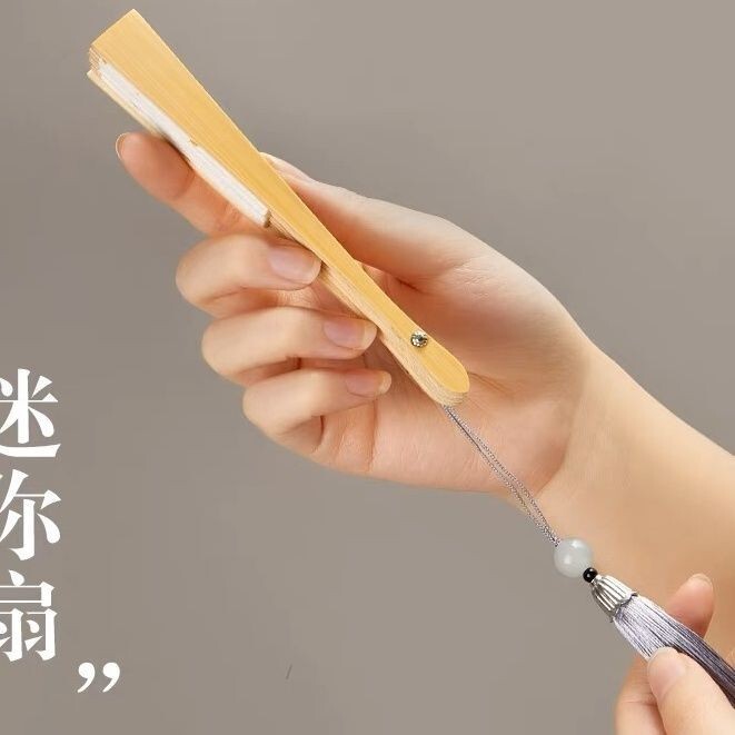 4-5寸迷你摺扇小扇子風古風男女折疊扇空白宣紙繪夏季畵扇diy