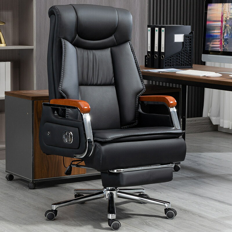 老板椅家用電腦椅子舒適久坐不累總裁辦公室椅子按摩牛皮座椅