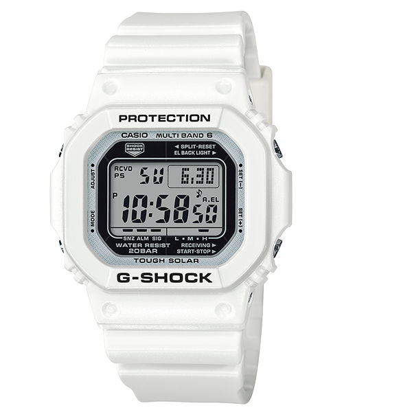 CASIO 卡西歐 G-SHOCK GW-M5610MW-7太陽能電波經典腕錶/白