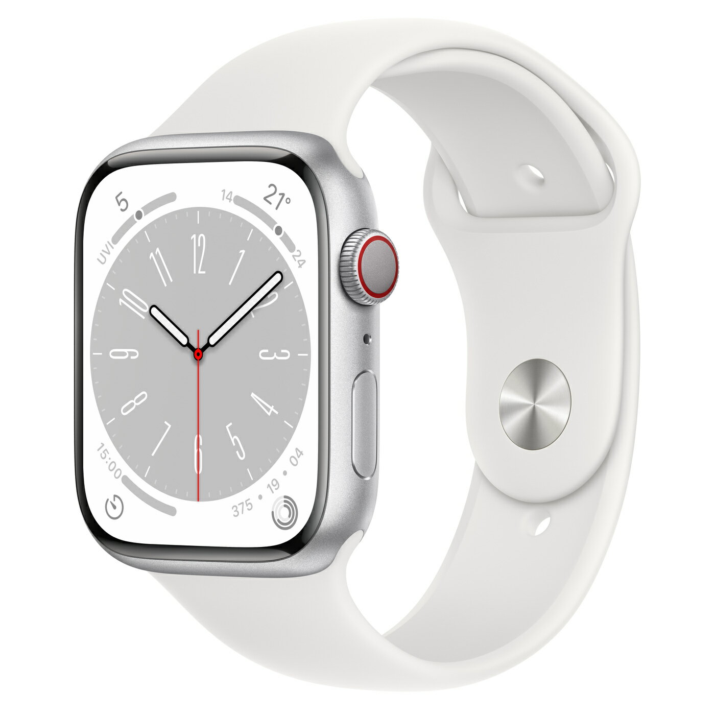 Apple Watch S8(GPS)銀鋁金屬錶殼配白色運動錶帶 45mm(MNP13TA/A 商品未拆未使用可以7天內申請退貨,如果拆封使用只能走維修保固,您可以再下單唷【APP下單9%點數回饋】