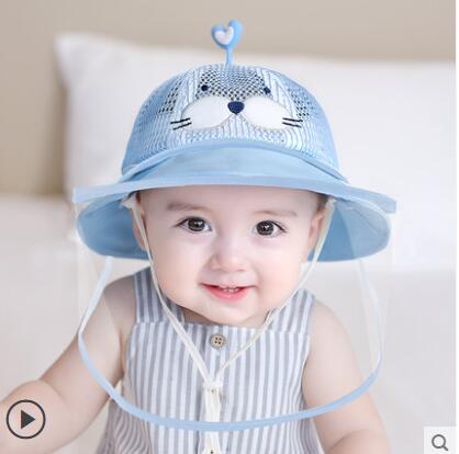 防飛沫隔離嬰兒帽子夏季薄款兒童防護罩寶寶漁夫帽遮陽防曬太陽帽 交換禮物