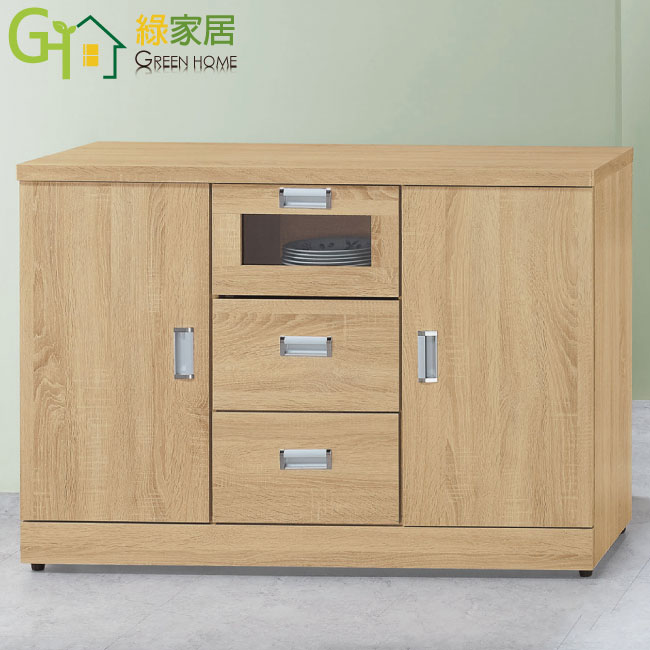 APP下單享點數4%｜【綠家居】比佛4尺二門三抽低餐櫃/收納櫃